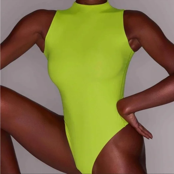 SKIMS Neon Lime Fits Everybody Bodysuit NEW Green Highlighter - Picture 5 of 10